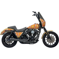 PartzBiz HD DS18001597 - Bassani Black Road Rage 2 Into 1 Short Exhaust Harley FXR 84-00 w/ Pegs | 1FXR2B