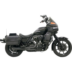 PartzBiz HD DS18001599 - Bassani Black Road Rage 2 Into 1 Short Exhaust Harley FXR 84-00 w/ Boards | 1FXRFB