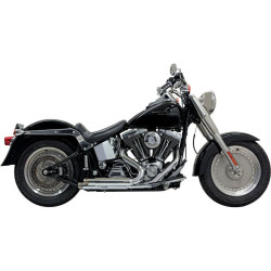 PartzBiz HD ds18001506 - Bassani Chrome Pro Street Slash Cut 2:2 Exhaust w/ Heat Shields Harley Softail | 1S24F