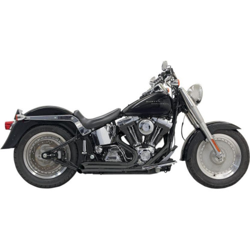 PartzBiz HD: 4416367-Bassani Black Pro Street Turn Out 2:2 Exhaust w/ Heat Shields Harley Softail | 1S24DB