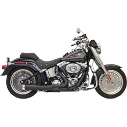 PartzBiz HD DS18001300 - Bassani Black Road Rage 2 Into 1 Short Megaphone Exhaust Harley Softail 86-16 | 12122J