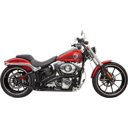 PartzBiz HD DS18001652 - Bassani Black Radial Sweeper 2:2 Exhaust w/ Slotted Shields Harley Softail Dyna | 1SD2FBB