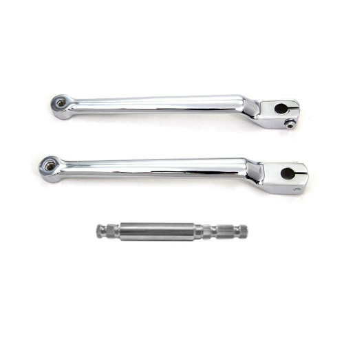 PartzBiz HD: 4416380-Extended 9-3/4" Chrome Heel Toe Splined Shift Lever Set w/ Shaft 86-18 Harley