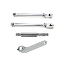 PartzBiz HD EPC-HEEL-TOE-SHAFT-INNER-CH - Extended 9-3/4" Chrome Heel Toe Splined Shift Lever Set w/ Shaft & Inner Cover 86-18