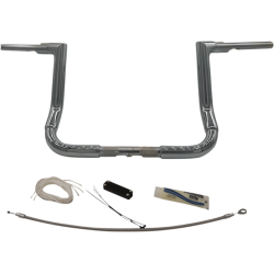 PartzBiz HD FBI-609112 - Fat Baggers Inc Chrome 1-1/2 EZ Install Flat Top Handlebar 12" Harley FLH 08-13