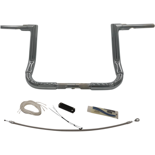 PartzBiz HD: 4416303-Fat Baggers Inc Chrome 1-1/2 EZ Install Flat Top Handlebar 12" Harley FLH 08-13