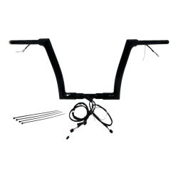 PartzBiz HD FBI-602312-B - FBI Black 12" Flat Top Plug n Play EZ 1-1/2" Handlebar Kit Harley 16-20 FLTRX/S | 602312-B