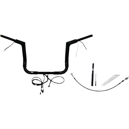 PartzBiz HD: 4416289-FBI Black 12" Flat Top Plug n Play EZ 1-1/2" Handlebar Kit Harley 21-23 FLH/T | 612012-B