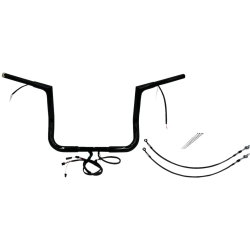 PartzBiz HD FBI-701212-B - FBI Black 12" Flat Top Plug n Play EZ 1-1/4" Handlebar Kit Harley 14-15 FLH/T | 701212-B
