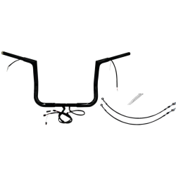 PartzBiz HD FBI-702212-B - FBI Black 12" Flat Top Plug n Play EZ 1-1/4" Handlebar Kit Harley 16-20 FLH/T | 702212-B