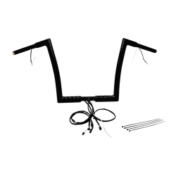 PartzBiz HD FBI-702912-B - FBI Black 12" Flat Top Plug n Play EZ 1-1/4" Handlebar Kit Harley 16-23 FLTRX/S | 702912-B