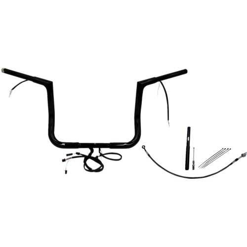PartzBiz HD: 4416295-FBI Black 12" Flat Top Plug n Play EZ 1-1/4" Handlebar Kit Harley 21-23 FLH/T | 712012-B PartzBiz HD: 4416295-FBI Black 12" Flat Top Plug n Play EZ 1-1/4" Handlebar Kit Harley 21-23 FLH/T | 712012-B