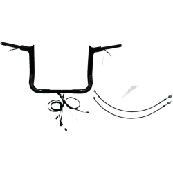 PartzBiz HD FBI-801212-B - FBI Black 12" Pointed Top Plug n Play EZ 1-1/2" Handlebar Kit Harley 14-15 FLH/T | 801212-B