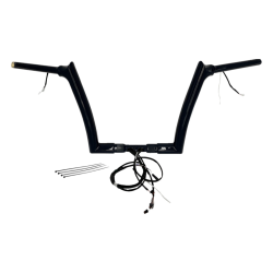 PartzBiz HD FBI-801312-B - FBI Black 12" Pointed Top Plug n Play EZ 1-1/2" Handlebar Kit Harley 15 FLTRX/S | 801312-B