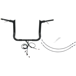 PartzBiz HD FBI-802212-B - FBI Black 12" Pointed Top Plug n Play EZ 1-1/2" Handlebar Kit Harley 16-20 FLH/T | 802212-B