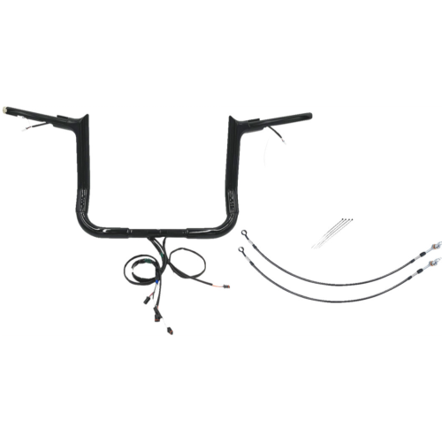 PartzBiz HD: 4416298-FBI Black 12" Pointed Top Plug n Play EZ 1-1/2" Handlebar Kit Harley 16-20 FLH/T | 802212-B