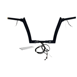 PartzBiz HD FBI-802312-B - FBI Black 12" Pointed Top Plug n Play EZ 1-1/2" Handlebar Kit Harley 16-20 FLTRX/S FLTRU | 802312-B