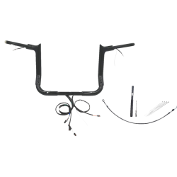 PartzBiz HD FBI-812012-B - FBI Black 12" Pointed Top Plug n Play EZ 1-1/2" Handlebar Kit Harley 21-23 FLH/T | 812012-B