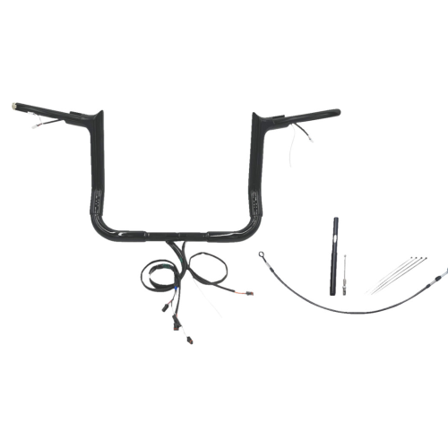 PartzBiz HD: 4416258-FBI Black 12" Pointed Top Plug n Play EZ 1-1/2" Handlebar Kit Harley 21-23 FLH/T | 812012-B PartzBiz HD: 4416258-FBI Black 12" Pointed Top Plug n Play EZ 1-1/2" Handlebar Kit Harley 21-23 FLH/T | 812012-B