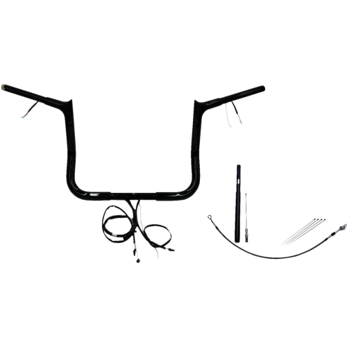 PartzBiz HD: 4416264-FBI Black 12" Pointed Top Plug n Play EZ 1-1/4" Handlebar Kit Harley 21-23 FLH/T | 912012-B