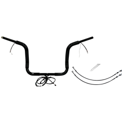 PartzBiz HD FBI-801512-B - FBI Black 12" Round Top Plug n Play EZ 1-1/2" Handlebar Kit Harley 14-15 FLH Touring | 801512-B