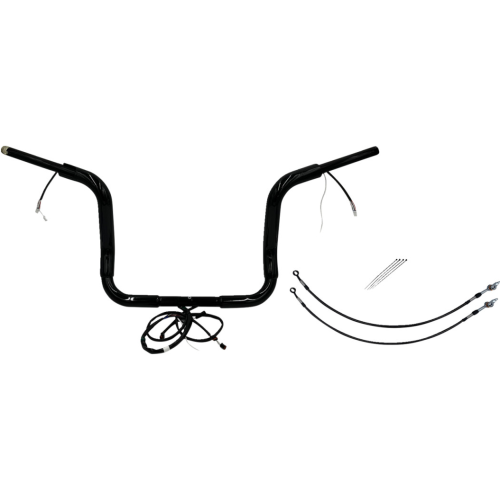 PartzBiz HD: 4416266-FBI Black 12" Round Top Plug n Play EZ 1-1/2" Handlebar Kit Harley 16-20 FLH Touring | 802512-B PartzBiz HD: 4416266-FBI Black 12" Round Top Plug n Play EZ 1-1/2" Handlebar Kit Harley 16-20 FLH Touring | 802512-B