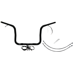 PartzBiz HD FBI-901512-B - FBI Black 12" Round Top Plug n Play EZ 1-1/4" Handlebar Kit Harley 14-15 FLH/T | 901512-B