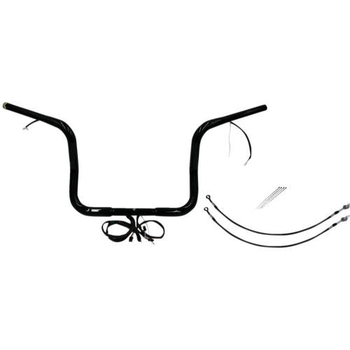 PartzBiz HD: 4416268-FBI Black 12" Round Top Plug n Play EZ 1-1/4" Handlebar Kit Harley 14-15 FLH/T | 901512-B