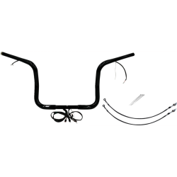PartzBiz HD FBI-902512-B - FBI Black 12" Round Top Plug n Play EZ 1-1/4" Handlebar Kit Harley 16-20 FLH/T | 902512-B
