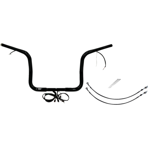 PartzBiz HD: 4416269-FBI Black 12" Round Top Plug n Play EZ 1-1/4" Handlebar Kit Harley 16-20 FLH/T | 902512-B