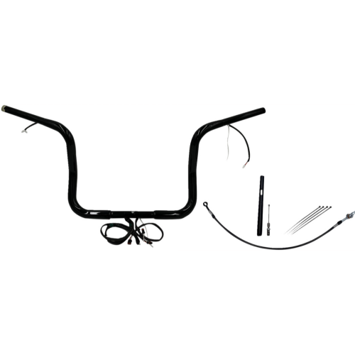 PartzBiz HD: 4416270-FBI Black 12" Round Top Plug n Play EZ 1-1/4" Handlebar Kit Harley 21-23 FLH/T | 912512-B