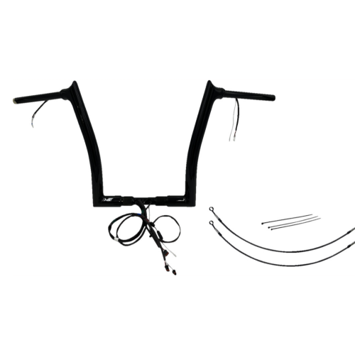 PartzBiz HD: 4416244-FBI Black 14" Pointed Top Plug n Play EZ 1-1/2" Handlebar Kit Harley 16-20 FLTRX/S FLTRU | 802314-B