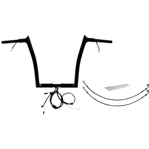 PartzBiz HD: 4416248-FBI Black 14" Pointed Top Plug n Play EZ 1-1/4" Handlebar Kit Harley 15 FLTRX/S | 901914-B