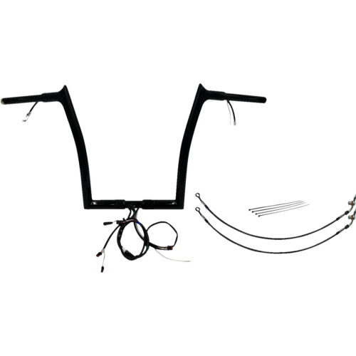 PartzBiz HD: 4416250-FBI Black 14" Pointed Top Plug n Play EZ 1-1/4" Handlebar Kit Harley 16-20 FLTRX/S | 902914-B