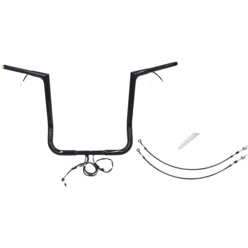 PartzBiz HD: 4416223-FBI Black 16" Flat Top Plug n Play EZ 1-1/4" Handlebar Kit Harley 14-15 FLH/T | 701216-B