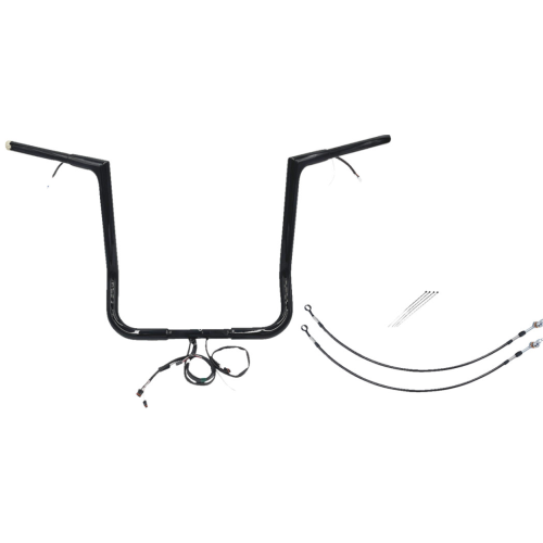 PartzBiz HD: 4416225-FBI Black 16" Flat Top Plug n Play EZ 1-1/4" Handlebar Kit Harley 16-20 FLH/T | 702216-B