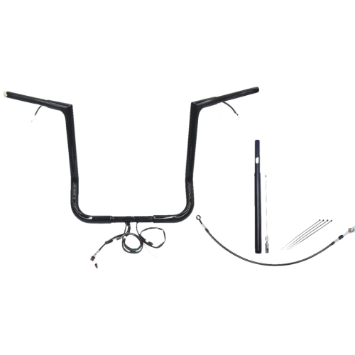 PartzBiz HD: 4416227-FBI Black 16" Flat Top Plug n Play EZ 1-1/4" Handlebar Kit Harley 21-23 FLH/T | 712016-B