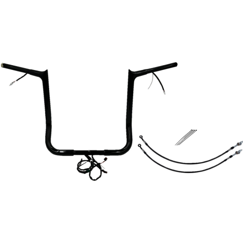 PartzBiz HD: 4416235-FBI Black 16" Pointed Top Plug n Play EZ 1-1/4" Handlebar Kit Harley 14-15 FLH/T | 901216-B