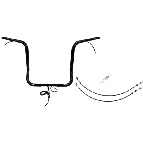 PartzBiz HD: 4416195-FBI Black 16" Pointed Top Plug n Play EZ 1-1/4" Handlebar Kit Harley 16-20 FLH/T | 902216-B