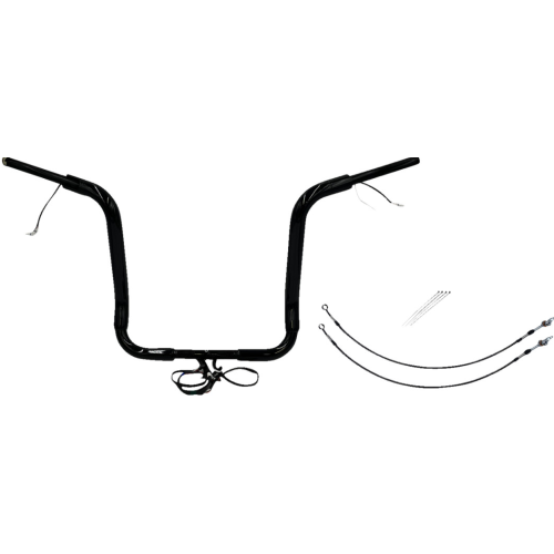 PartzBiz HD: 4416199-FBI Black 16" Round Top Plug n Play EZ 1-1/2" Handlebar Kit Harley 14-15 FLH Touring | 801516-B
