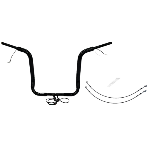 PartzBiz HD: 4416200-FBI Black 16" Round Top Plug n Play EZ 1-1/2" Handlebar Kit Harley 16-20 FLH Touring | 802516-B