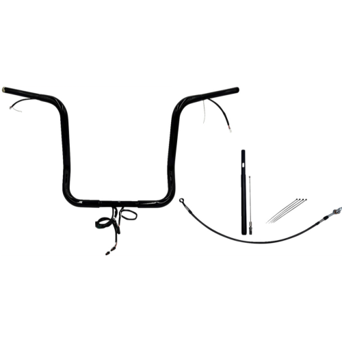 PartzBiz HD: 4416204-FBI Black 16" Round Top Plug n Play EZ 1-1/4" Handlebar Kit Harley 21-23 FLH/T | 912516-B