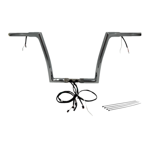 PartzBiz HD: 4416214-FBI Chrome 12" Flat Top Plug n Play EZ 1-1/4" Handlebar Kit Harley 16-23 FLTRX/S | 702912