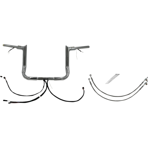 PartzBiz HD: 4416174-FBI Chrome 12" Pointed Top Plug n Play EZ 1-1/2" Handlebar Kit Harley 14-15 FLH/T | 801212