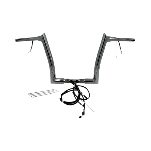 PartzBiz HD: 4416175-FBI Chrome 12" Pointed Top Plug n Play EZ 1-1/2" Handlebar Kit Harley 15 FLTRX/S | 801312