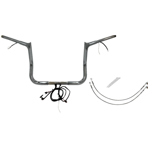 PartzBiz HD: 4416180-FBI Chrome 12" Pointed Top Plug n Play EZ 1-1/4" Handlebar Kit Harley 14-15 FLH/T | 901212