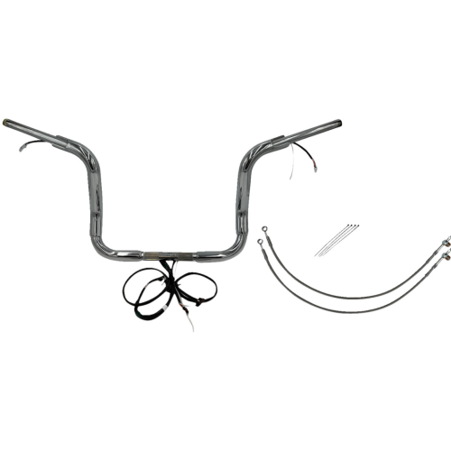 PartzBiz HD: 4416185-FBI Chrome 12" Round Top Plug n Play EZ 1-1/2" Handlebar Kit Harley 14-15 FLH Touring | 801512