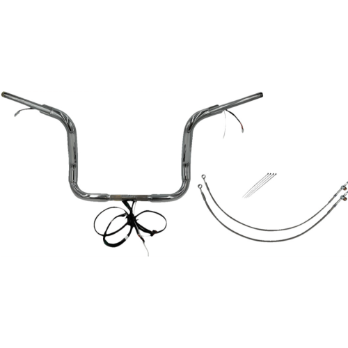 PartzBiz HD: 4416186-FBI Chrome 12" Round Top Plug n Play EZ 1-1/2" Handlebar Kit Harley 16-20 FLH Touring | 802512