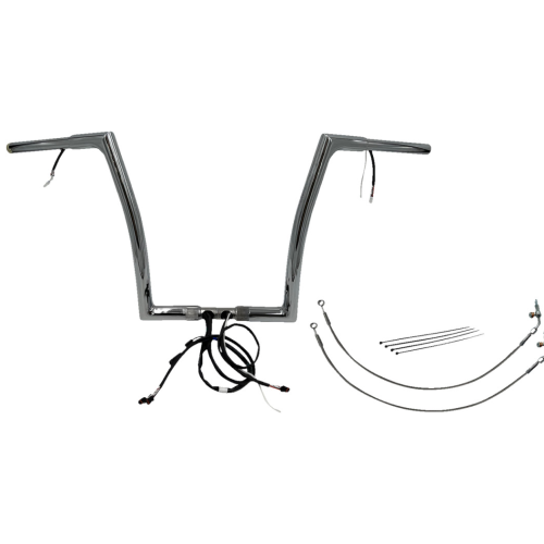 PartzBiz HD: 4416158-FBI Chrome 14" Flat Top Plug n Play EZ 1-1/4" Handlebar Kit Harley 16-20 FLTRX/S | 702914
