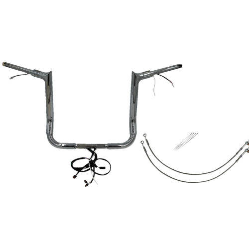 PartzBiz HD: 4416163-FBI Chrome 14" Pointed Top Plug n Play EZ 1-1/2" Handlebar Kit Harley 16-20 FLH/T | 802214